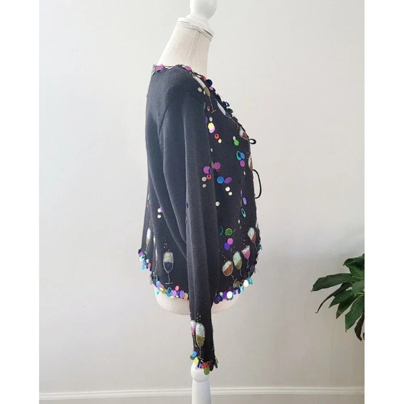 Design Options Phillip Jane Gordon Party Cocktail Sequin Cardigan Ugly Sweater L - Picture 8 of 15